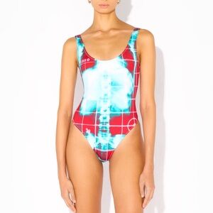 Jean Paul Gaultier SSENSE Exclusive Red & Green 'The Red Squeletor' Swimsuit